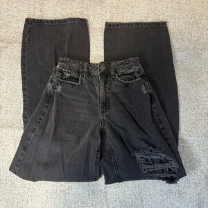 Black/ Grey Wash Wide Leg Jeans, Garage